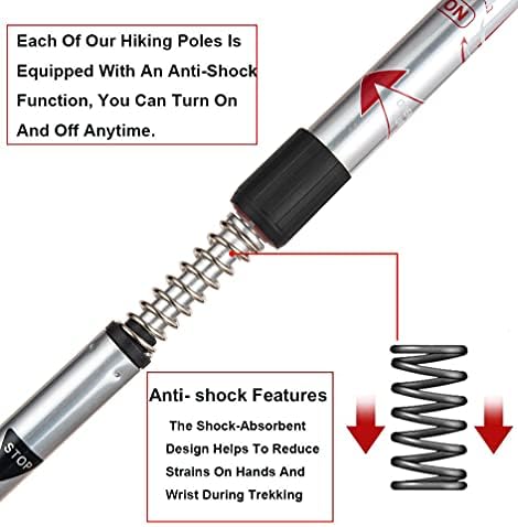Aihoye Collapsible Trekking Poles - 2 Pack, Lightweight, Anti-Shock Walking Sticks - Adjustable for Men and Women