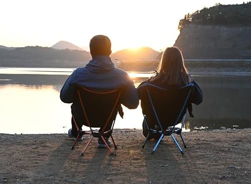 MARCHWAY Lightweight Folding Camping Chair, Stable Portable Compact for Outdoor Camp, Travel, Beach, Picnic, Festival, Hiking, Backpacking, Supports 330Lbs (Orange)