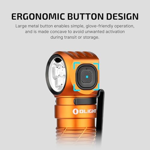 OLIGHT Perun 3 Rechargeable Headlamp Flashlight, 3000 Lumens LED Headlight with Red Light, Waterproof Head Lamp with Headband for Outdoor Camping, Hiking, Working(Orange)