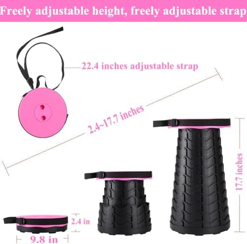 Fishboy Upgraded Collapsible Stool, 400lbs Max Weight, Lightweight But Sturdy, Portable Retractable Folding Telescoping Foldable Camping Stool for Adults Outdoor Fishing Hiking Gardening Travel BBQ