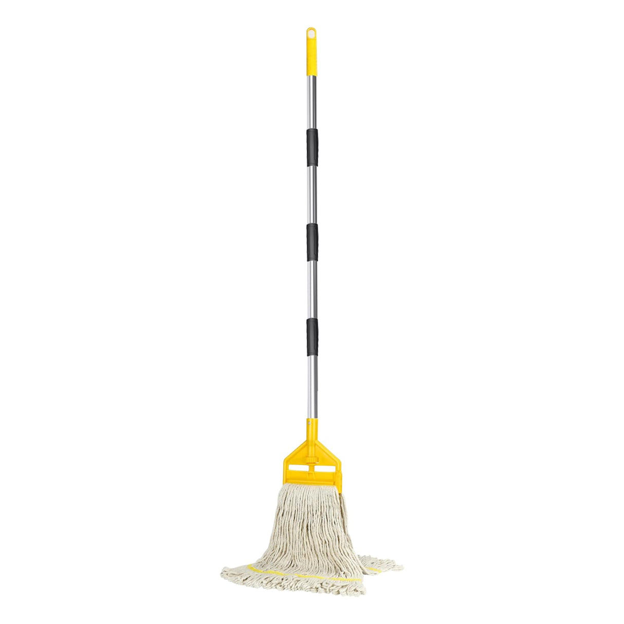 KULED Heavy Duty Industrial Mop, Commercial Cotton Mop with 59 Inch Handle, Looped-End String Wet Mops with 2 Heads for Floor Cleaning, Workshop, Warehouse, Home and Garage