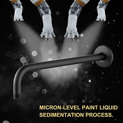 OFFO Shower Arm with Flange, 16 Inches Wall Mount Replacement Angle Shower Head Arm Wall-Mounted For Fixed Shower Head & Handheld Showerhead, Matte Black