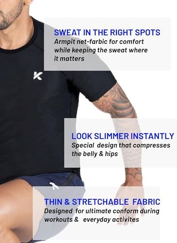 Kewlioo Men's Sauna Suit Shirt - Heat Trapping Sweat Compression Vest, Shapewear Top, Gym Exercise Versatile Shaper Jacket