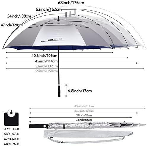 G4Free 47/54/62/68 Inch UV Protection Golf Umbrella Auto Open Vented Double Canopy Oversize Extra Large Windproof Sun Rain Umbrellas