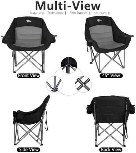 Oversized XL Camping Chairs for Adults Heavy Duty Suproot 500 lbs Outdoor Folding Chairs Padded Portable Lawn Chairs Camp Chairs with Cup Holder