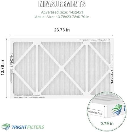 14x24x1 Air Filter 4 Pack, MERV 8 Pleated Dust Defense Air Filters Replacement Air Conditioner HVAC AC Furnace Filter, Durable and Lightweight