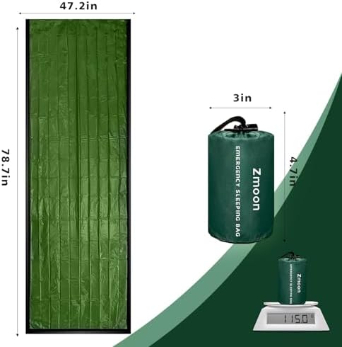 Zmoon Emergency Sleeping Bag 2 Pack Lightweight Survival Sleeping Bags Thermal Bivy Sack Portable Emergency Blanket for Camping, Hiking, Outdoor, Activities