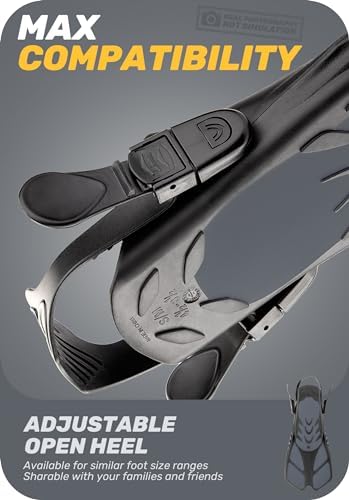 CAPAS Snorkel Fins, Swim Fins Travel Size Short Adjustable for Snorkeling Diving Adult Men Women Kids Open Heel Swimming Flippers