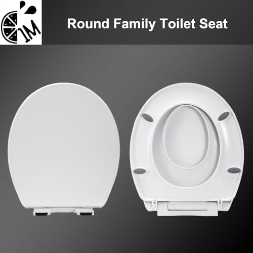 Round Toilet Seat with Toddler Seat Built In, 3X Slow Close FOR BOTH TODDLER & ADULT Seats, Potty Training Toilet Seat, No Wiggle and Easy to Install, Detachable Toddler Seat for Longterm Usage, White