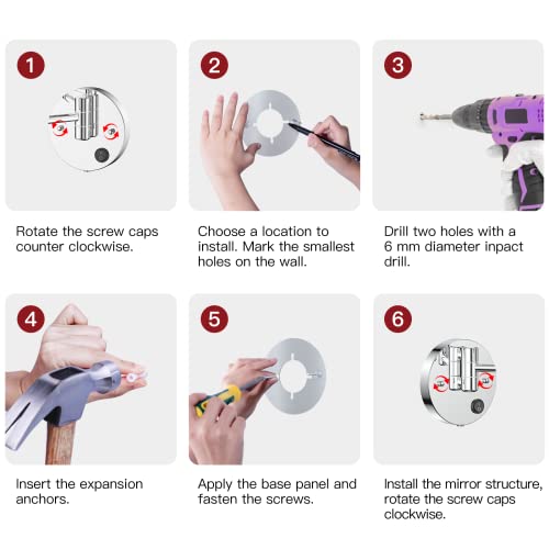 Benbilry 9" Large Size Wall Mounted Lighted Makeup Vanity Mirror, 1X/10X Magnifying Double-Sided AC Powered Bathroom Mirror, 360° Swivel 13 Inch Extendable