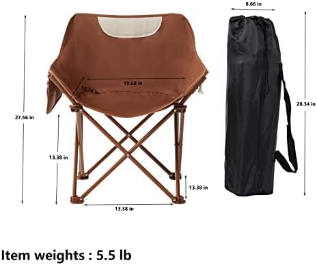 Portable Lightweight Compact Camping Foldable Chair with Carry Bag for Hiking Fishing Beach Brown