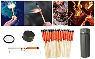 Emergency Fire Starter Windproof Weatherproof Stormproof Matches Waterproof Case Wax Rope for Hiking Camping Bushcraft Hunting Fishing Outdoor Survival Power Outage