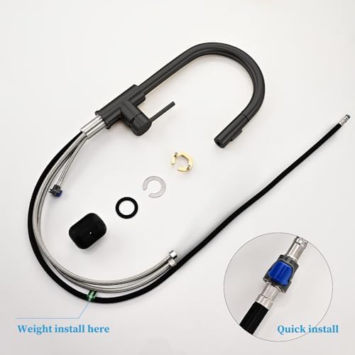 Havin Black Kitchen Faucet with Pull Down Sprayer, High Arc Stainless Steel Material, with cUPC Ceramic Cartridge,Without Deck Plate,Fit for 1 Kitchen or Laundry or Bar Sink Faucet,Matte Black