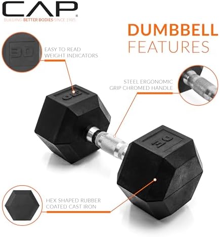 CAP Barbell Coated Hex Dumbbell Weight | Multiple Options