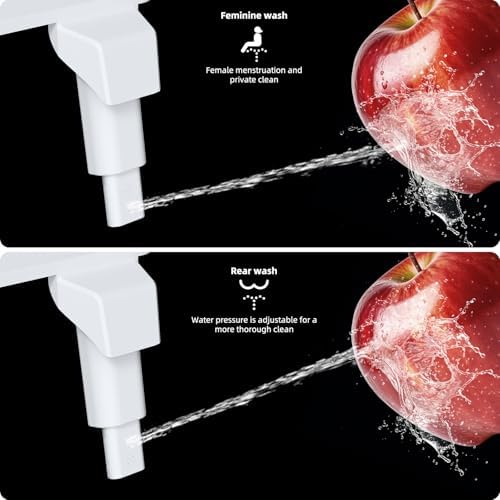 Hibbent Bidet Attachment for Toilet, Non-Electric Dual Nozzle for Frontal & Rear Wash, Adjustable Water Pressure Control, Fresh Water Bidet Toilet Seat, Self Cleaning Water Sprayer, Matte Black