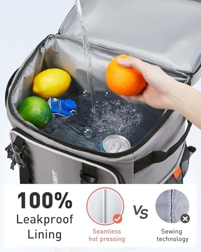 TOURIT 50-Can Rolling Backpack, Double Deck & Dual-Bar Handle Travel Soft Cooler Bag with Wheels for Women, 30L Space Beach Cooler Size 18"(15"+3")×13"×11"