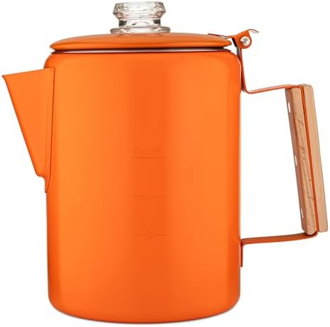 COLETTI Bozeman Camping Coffee Pot — Camping Coffee Makers, Coffee Percolator – America's Sleekest Percolator – NO Aluminum or Plastic (Orange)