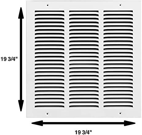 Rocky Mountain Goods Air Return Grille for 18" x 18" Duct Opening - Heavy Duty Steel - Premium Finish - Includes Screws - Louvered Design - Paintable - Matte White (Actual Dimensions 19.75" x 19.75")