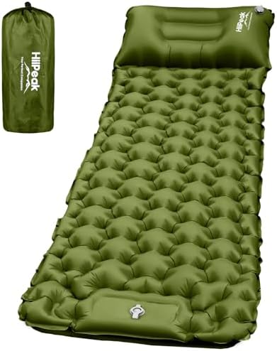 HiiPeak Sleeping Pad for Camping- Ultralight Inflatable Sleeping Mat with Built-in Foot Pump & Pillow, Upgraded Compact Camping Air Mattress for Tent, Backpacking, Hiking