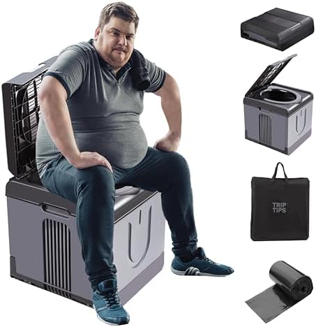 TRIPTIPS Updated Portable Potty for Camping Extra Large Folding Travel Toilet Camping Toilet Portable Toilet for Adults Car Toilet Camp Toilet Outdoor Toilet for Boat/Hiking/Long Trips/Beach