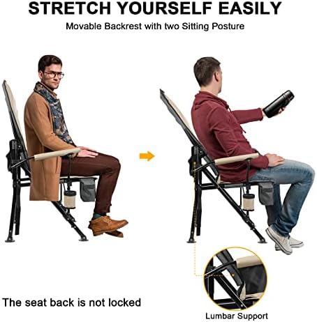 REALEAD Heated Camping Chairs - Fully Padded - Heavy Duty Folding Chairs for Outside, Supports 400 lbs, Portable Outdoor Camp Chairs for Sport Events, Concert, Beach