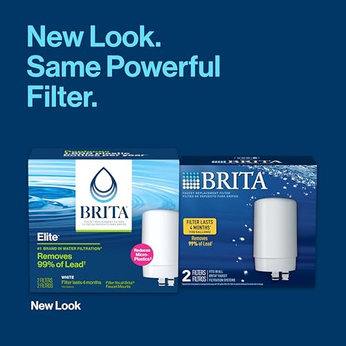 Brita Faucet Mount Water Filter for Sink, Removes 99% of Lead, Elite Filtration System, Includes 2 Replacement Filters, White