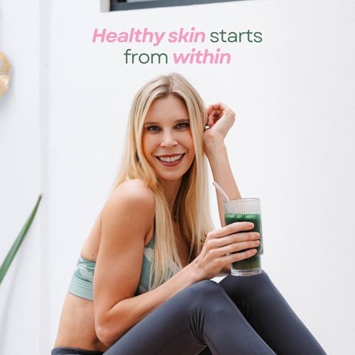 Glow Greens Powder, Collagen with Probiotics, Vitamins, Digestive Enzymes, Superfoods, Gut Health, Bloating Relief, Radiant Skin, Natural Glow, Spirulina, Juice Mix, 30 SVG, Mango