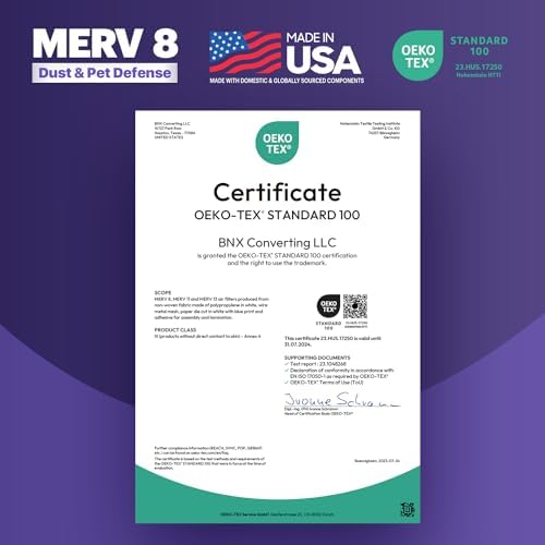 BNX TruFilter 12x20x1 Air Filter MERV 8 (6-Pack) - MADE IN USA – Dust & Pet Defense Pleated Air Conditioner HVAC AC Furnace Filters for Dust, Pet, Mold, Pollen MPR 600 – 700 & FPR 5