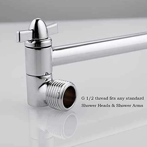 Shower Head Extension Arm, Anti-Leak Solid Brass Adjustable Extender for Rain & Handheld Shower Head, G1/2 Universal Connector (5 Inch, Chrome)