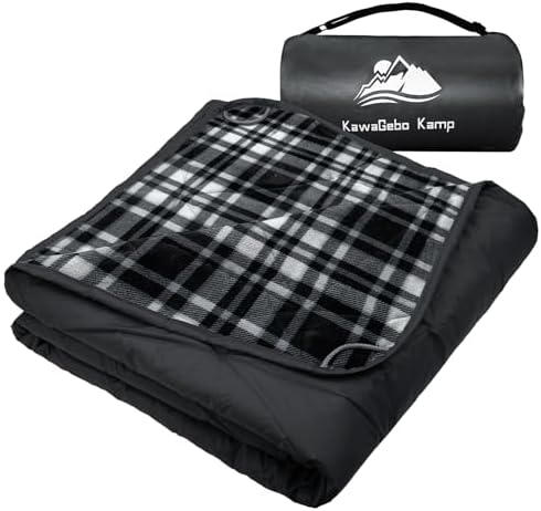 Outdoor Waterproof Blanket, Foldable Fleece Stadium Blanket for Outdoor Sports Event, Camping, Concerts, Car, Pet, Picnics - Windproof, Wearable, Machine Washable 80" x 58"