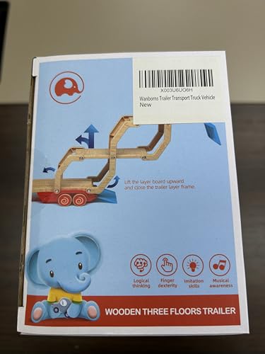 Toddler Toys for 2 3 4 5 Years Old Kids, Transport Car Carrier Truck Toy with 6 Wooden Vehicle, 30in Foldable Track Trailer with Light & Sound Effects, Best Gift Choice for Christmas, Birthday