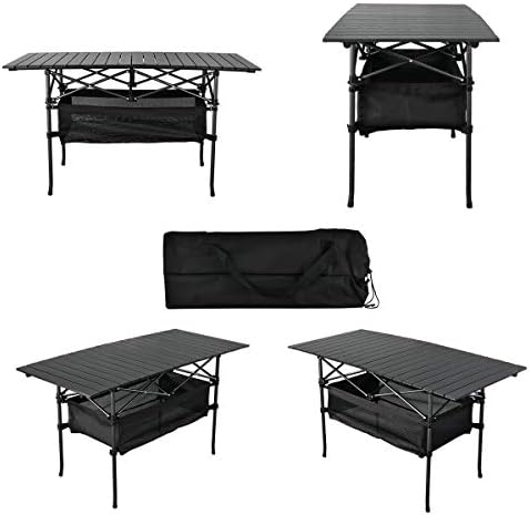 Lightweight Aluminum Folding Camping Table (47” x 21.65” x 26.7”), Portable Roll-Up Design for Outdoor, Camping, Beach, BBQ, Patio, and Picnic, Durable & Waterproof with Carrying Bag