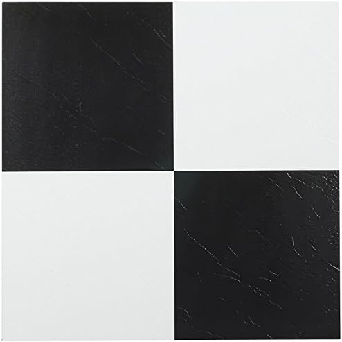 Achim Home Furnishings FTVSO10320 Nexus 12-Inch Vinyl Tile, Solid Black and White, Pack of 20