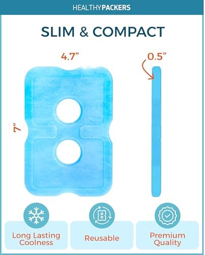 Healthy Packers Ice Packs for Lunch Boxes & Coolers - Freezer Packs - Original Cool Pack | Cooler Accessories for Beach, Camping & Fishing | Slim & Long-Lasting Reusable Ice Pack for Cooler