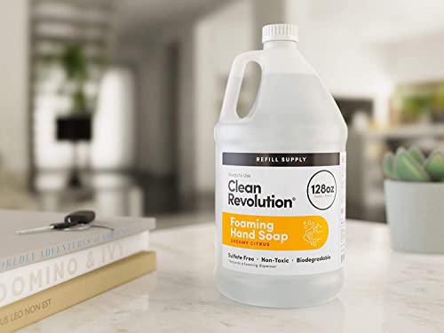 Clean Revolution Foaming Hand Soap Refill Supply Container, Ready to Use Formula, Gluten Free, Dreamy Citrus Fragrance, 128 Fl. Oz, 4 Pack
