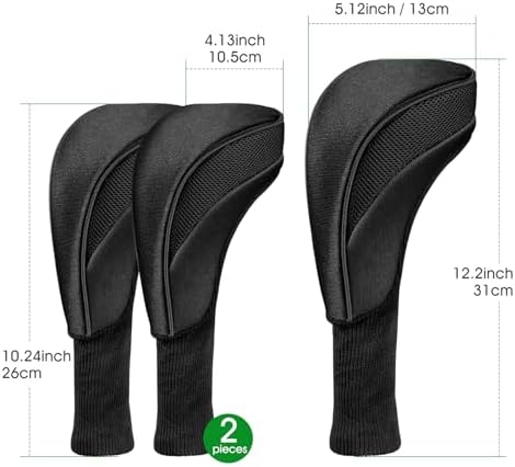 Golf Club Head Covers for Fairway Woods Driver Hybrids 3 Pieces Long Neck Mesh Sports Fan Golf Club Headcovers Set with Interchangeable No. Tags 3 4 5 6 7 X Golf Accessories for Men Women