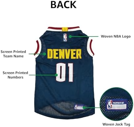 Pets First NBA Denver Nuggets Dog Jersey, Medium- Tank Top Basketball Pet Jersey