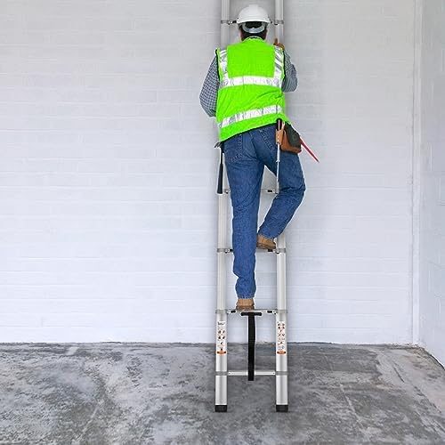 VEVOR Telescoping Ladder, 18.5 FT Aluminum Collapsible Extension Ladder, 400 LBS Capacity with Non-Slip Feet, Portable Multi-Purpose Compact Ladder for Home, RV, Loft, ANSI Liste