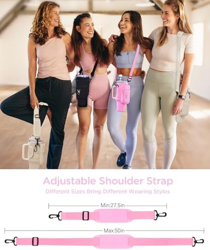 dabria Water Bottle Carrier Bag with Phone Pocket for Stanley 40/30 oz Tumbler Neoprene Water Bottle Holder Pouch with Adjustable Strap Bollus with Straw Cover & Carabiner for Stanley Cup Accessories