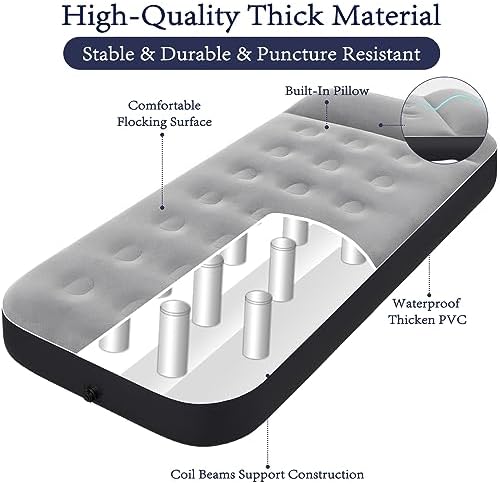 SAYGOGO Camping Air Mattress Travel Bed Sleeping Pad - Leak Proof Inflatable Mattress with Thickened Surface Built-in Pillow Air Bed for Home Camping SUV Truck RV Tent(Updated)