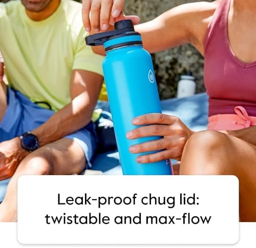 ThermoFlask 24 oz Double Wall Vacuum Insulated Stainless Steel 2-Pack of Water Bottles, White / Coral