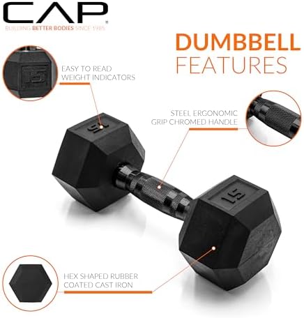 CAP Barbell Coated Hex Dumbbell Weight | Multiple Options