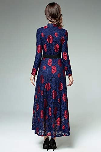 LAI MENG FIVE CATS Women's Flowy Lace Floral Hollow Out Short Sleeve Dress with Belt