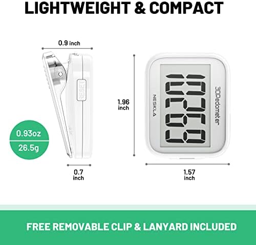 3D Pedometer for Walking, Simple Step Counter with Large Digital Display, Step Tracker with Removable Clip Lanyard, Accurately Track Steps for Men Women Kids Adults Seniors