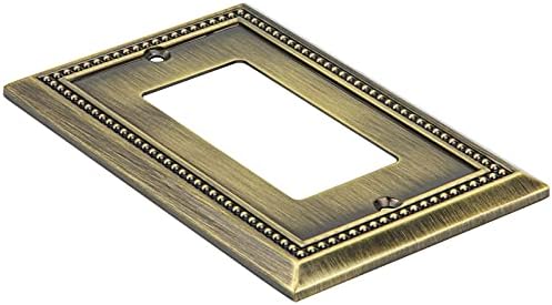 Henne Bery Sunken Pearls Heavy Duty Decorative Wall Plate Switch Plate Outlet Cover (Single Decorator, 3 Pack, Antique Brass)