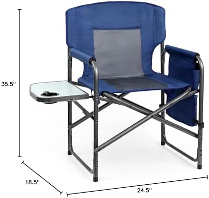 Directors Chair, Camping Chairs for Adults, Heavy Duty Side Table, Lawn Chairs with Side Pockets Carry Straps