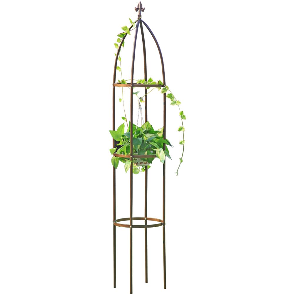 100% Metal Garden Obelisk Trellis Heavy Duty 6.3 ft Tall for Climbing Vines