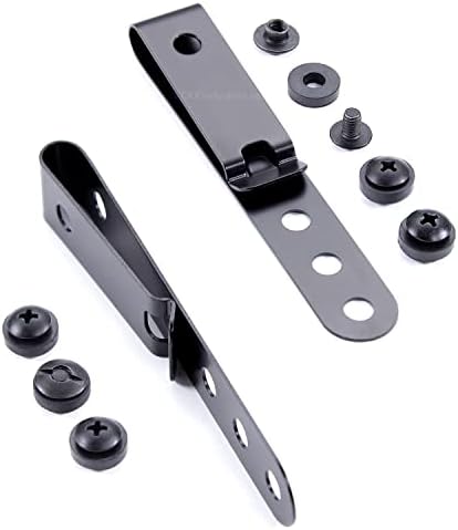 HolsterSmith Universal Metal Belt Clip for Holster Making - (Model 5) - (3-Hole) - (Tactical Black) - (w/SPTHA Mounting Hardware) - (2 Pack)