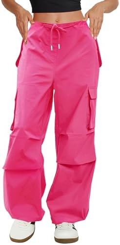 Cargo Pants Women Low Waisted Parachute Pants with Pockets Loose Baggy Hiking Pants Y2K Clothes