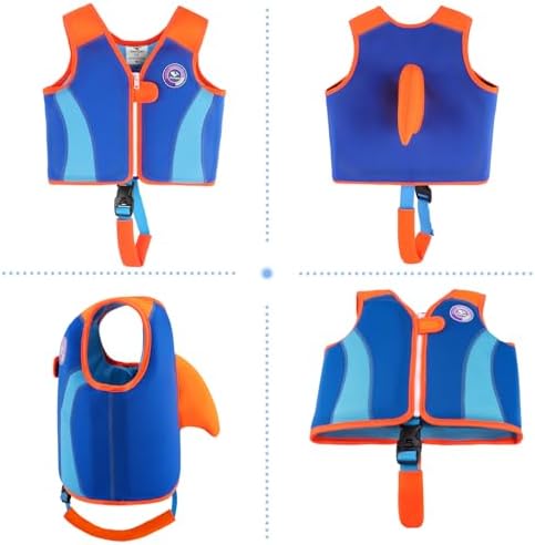 Pottwal Swim Vest for Kids - Swim Jacket for 1-2 Years (24-33LBS) - Buoyancy Aid Made of Neoprene & EPE - with Adjustable Crotch Strap